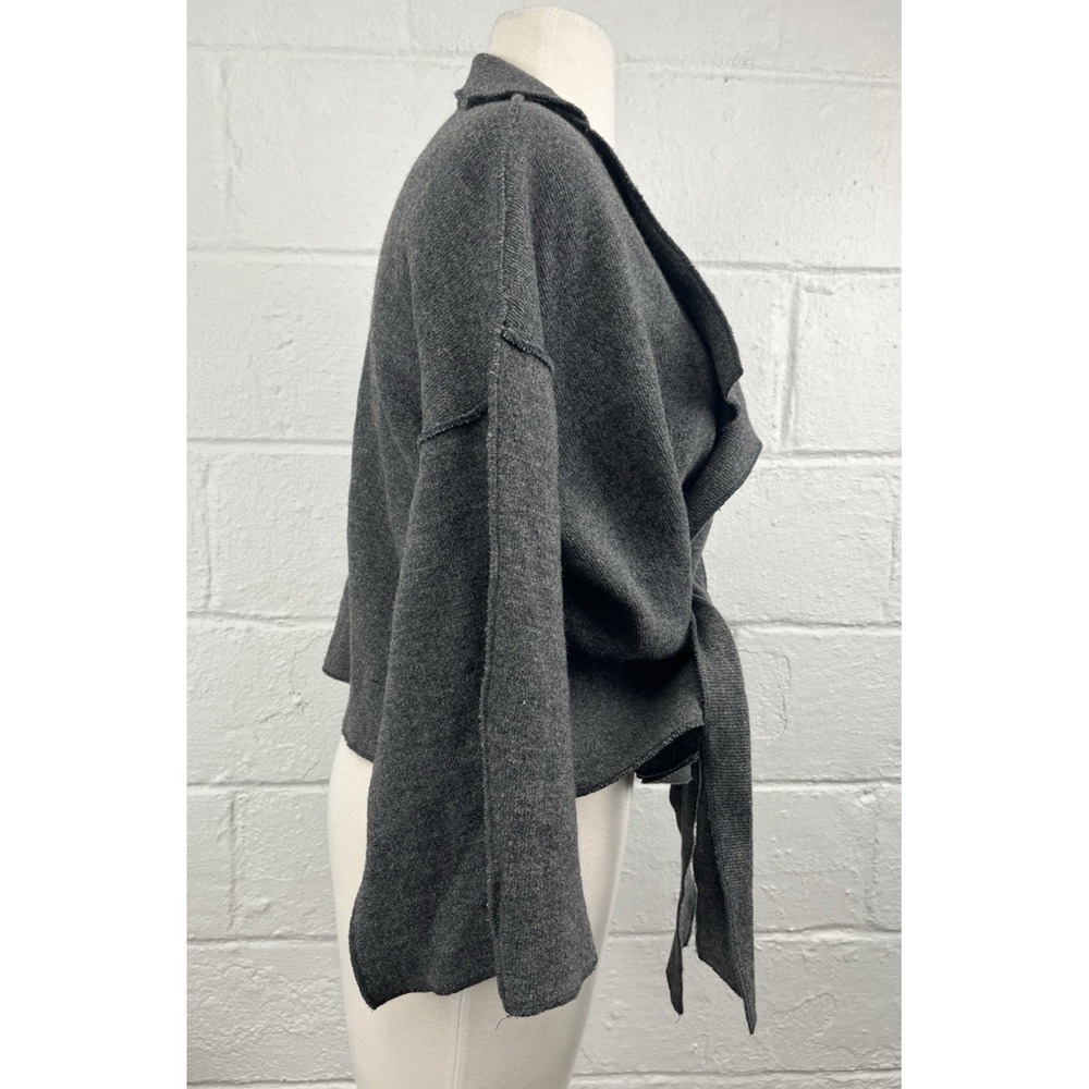 Ivan Grundahl Linea S Sweater‎ Cardigan Medium Wool Tie Front Kimono Sleeve Boxy - Picture 4 of 10